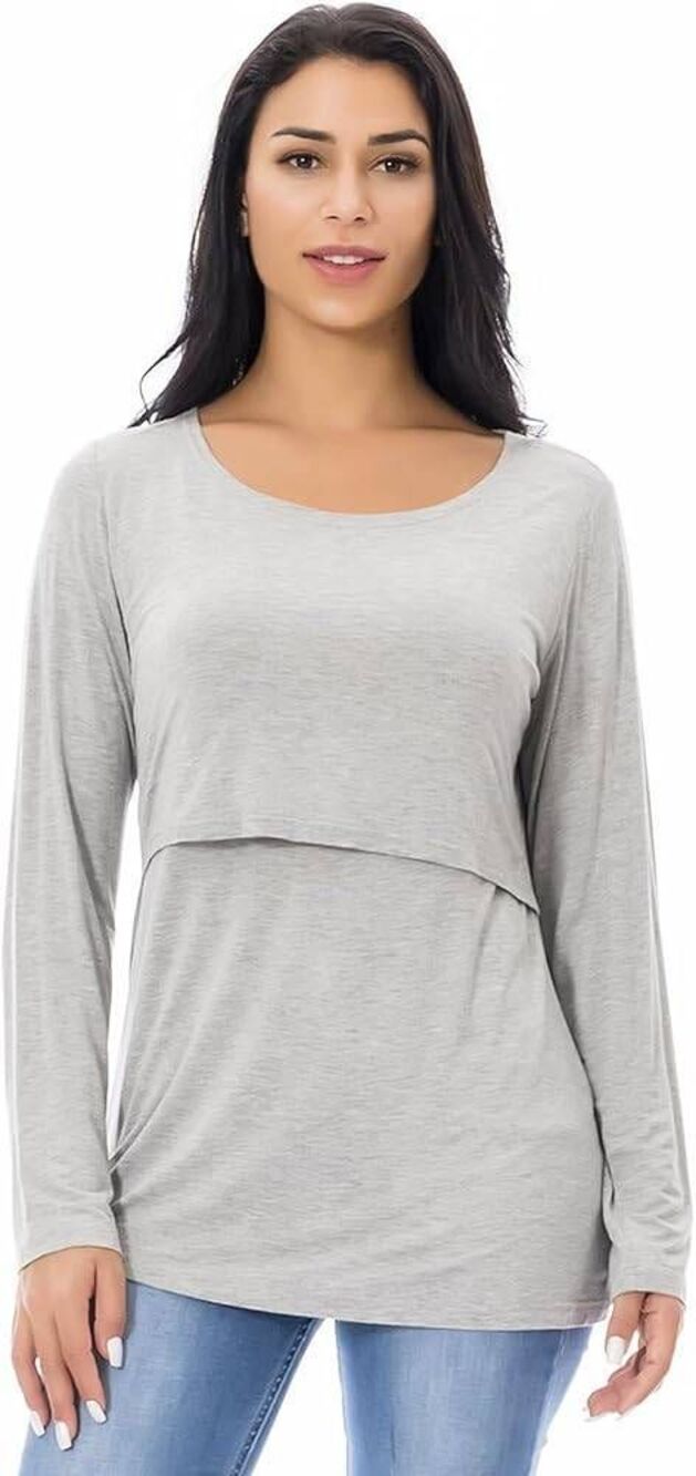 Smallshow Grey Nursing Tee Medium NWOT Basic Maternity Mom Basic Comfy Casual